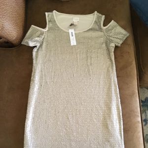 Chico’s Cold Shoulder Matte Sequin Dress